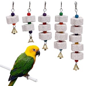 Beak Grinder & Bird Chew Toy with Bells – Calcium Stone for Birds